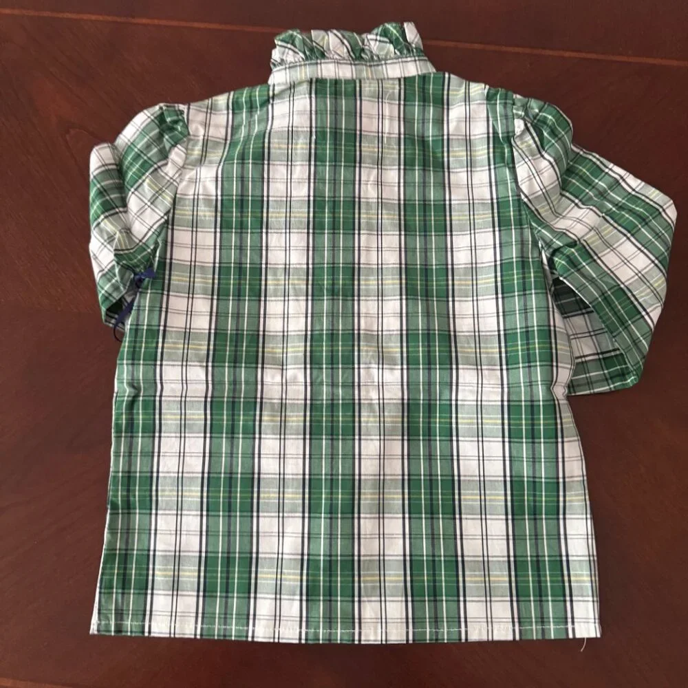 New Classic Prep Kids Childrens Girls Ginny Ruffle Front Button Down Plaid 2T